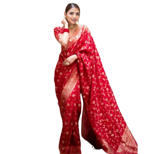 Red Silk Printed Saree
