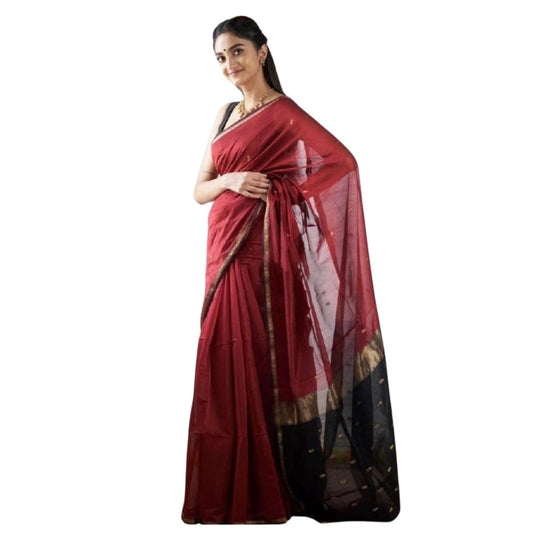 Red Cotton Printed Saree