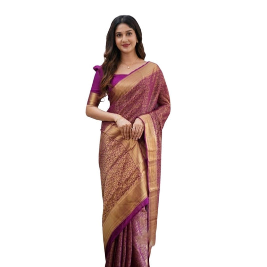 Wine Silk Printed Saree