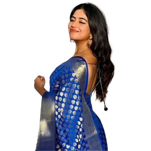 Royal Blue Silk Printed Saree