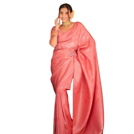 Pink Silk Printed Saree