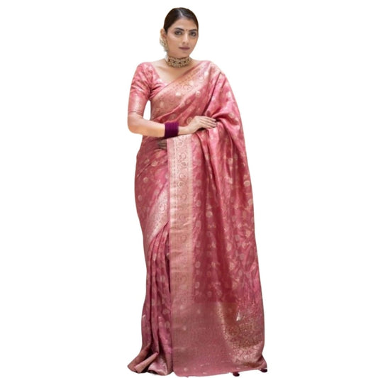 Peach Silk Printed Saree