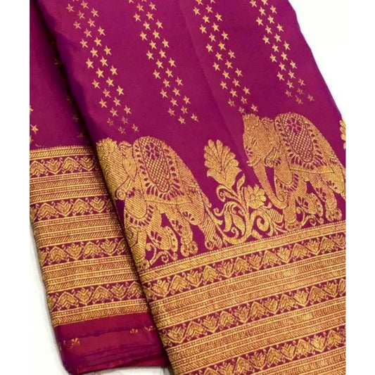 Rani Pink Silk Printed Saree