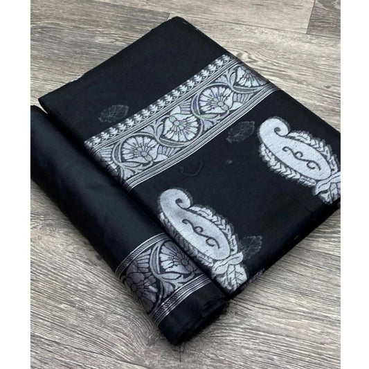 Black Cotton Printed Saree