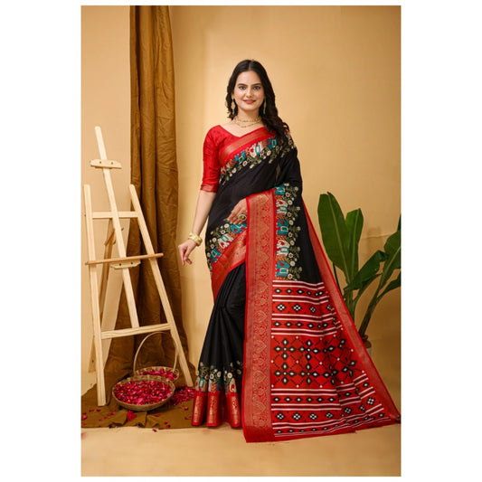 Black Dola Cotton Kalamkari Saree