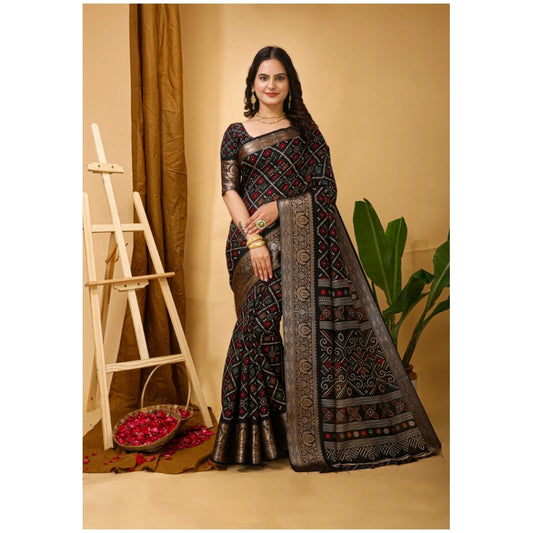 Black Dola Cotton Kalamkari Saree