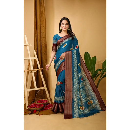 Blue Kalamkari Saree