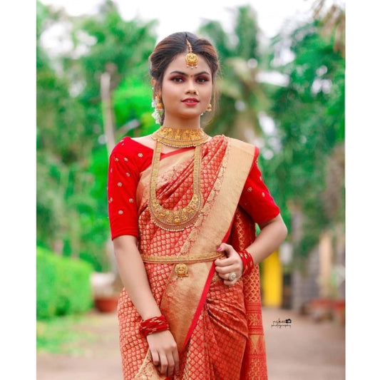 Red Lichi Silk Saree