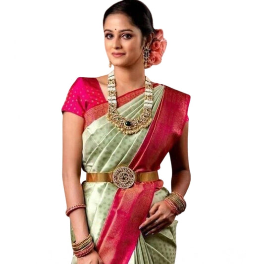 Light Green Lichi Silk Saree