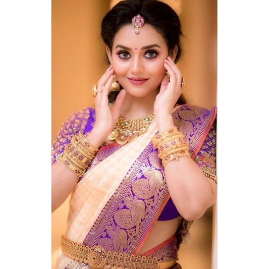 Purple Lichi Silk Saree