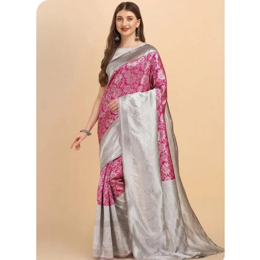 Pink Lichi Silk Saree