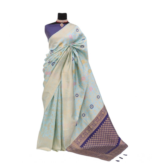 Firozi Banarasi Printed Saree
