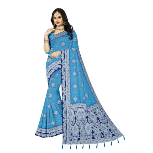 Firozi Cotton Printed Saree