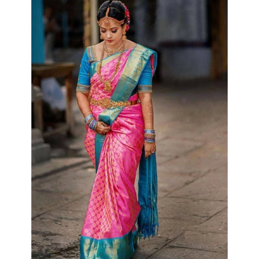 Pink Litchi Silk Saree