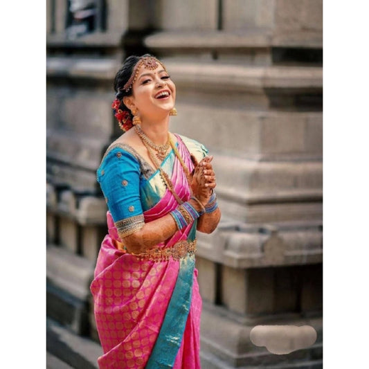 Pink Litchi Silk Saree