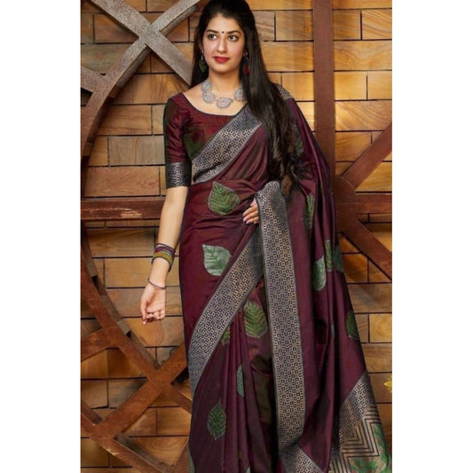 Maroon Litchi Silk Saree