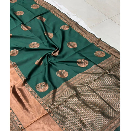 Green Litchi Silk Printed Saree