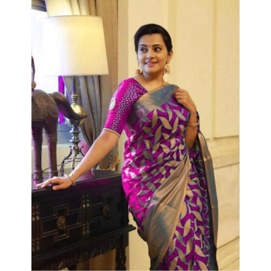 Pink Litchi Silk Saree