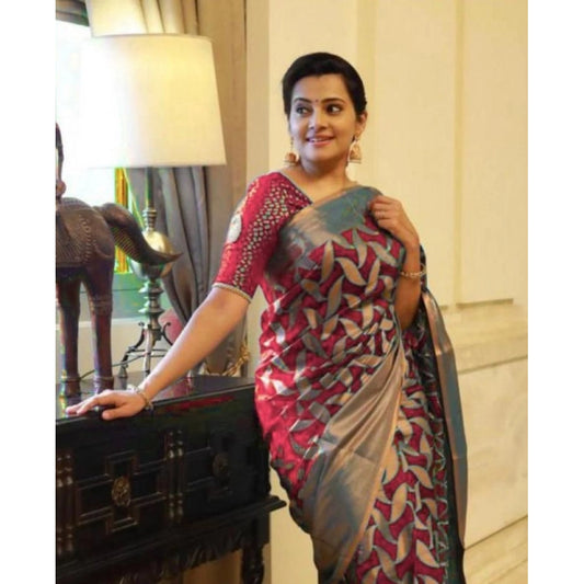 Red Litchi Silk Saree