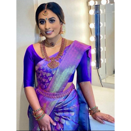 Blue Litchi Silk Saree