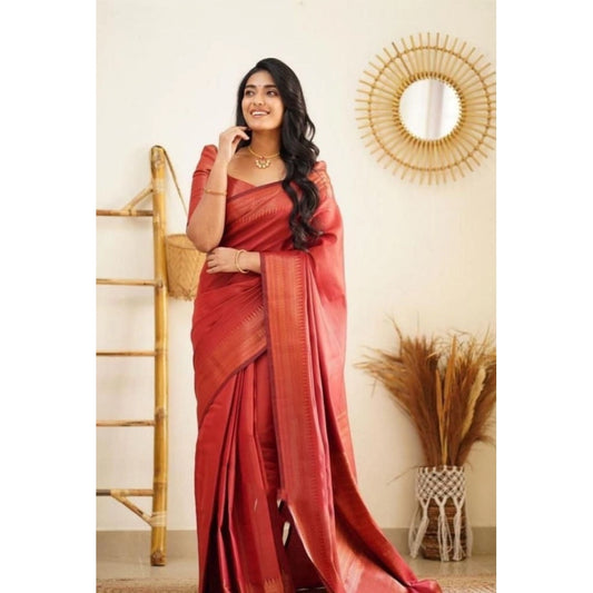 Red Litchi Silk Saree