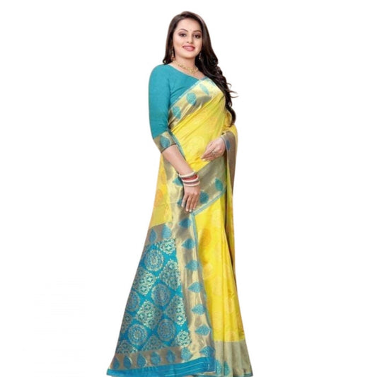 Yellow Litchi Silk Saree