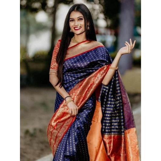 Blue Litchi Silk Saree