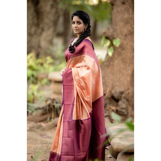 Beige Litchi Silk Saree