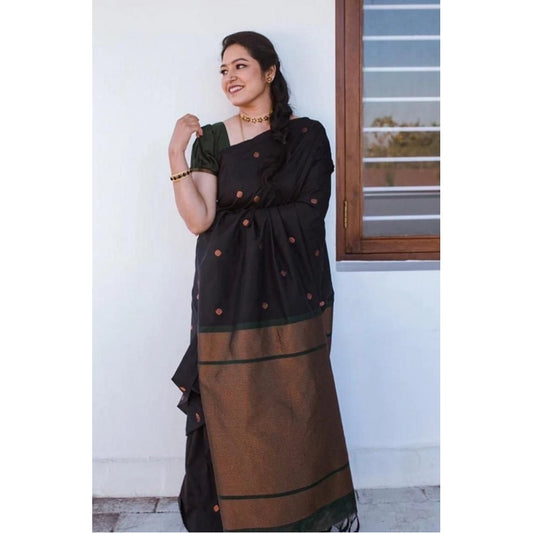 Black Litchi Silk Saree
