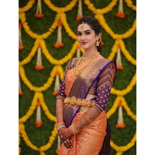 Orange Litchi Silk Saree