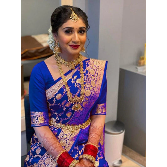 Navy Blue Litchi Silk Saree