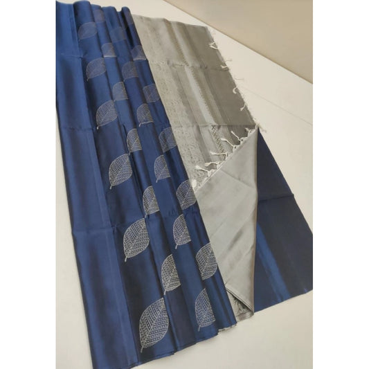 Dark Blue Litchi Saree
