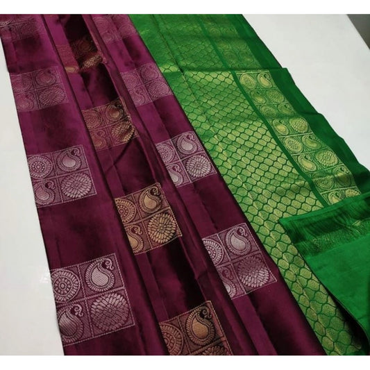 Brown Green Silk Saree