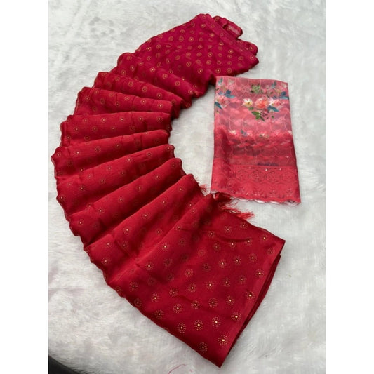 Red Brasso Printed Saree