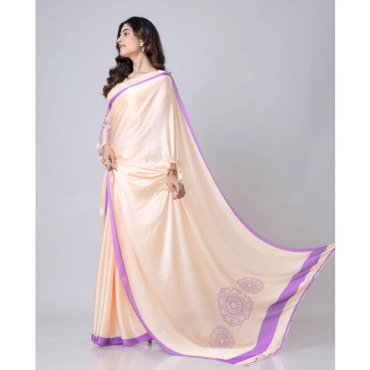 Beige Crepe Silk Saree