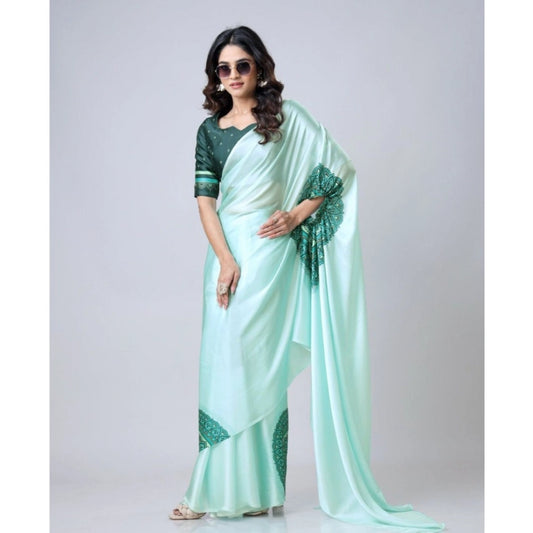 Mint Green Crepe Silk Saree