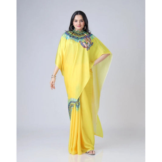 Yellow Crepe Silk Saree