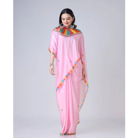 Pink Crepe Silk Saree