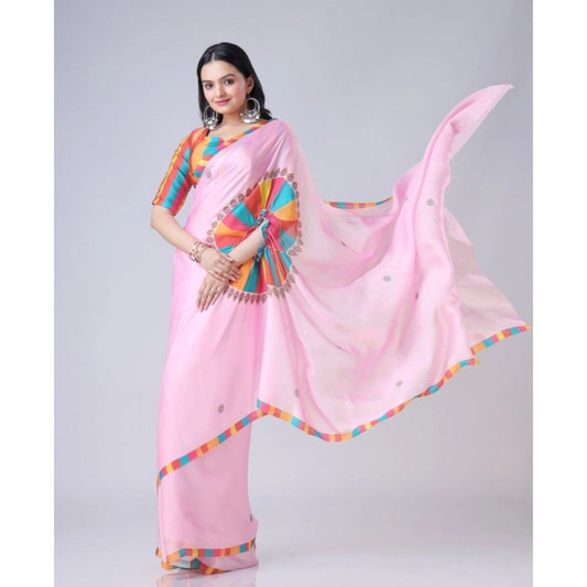 Pink Crepe Silk Saree