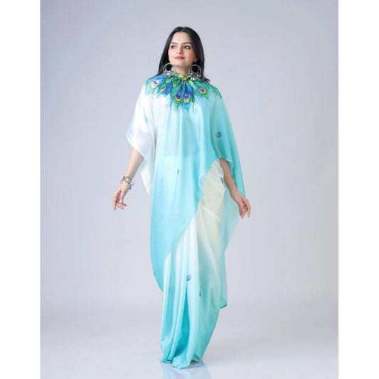 Sky Blue Crepe Silk Saree