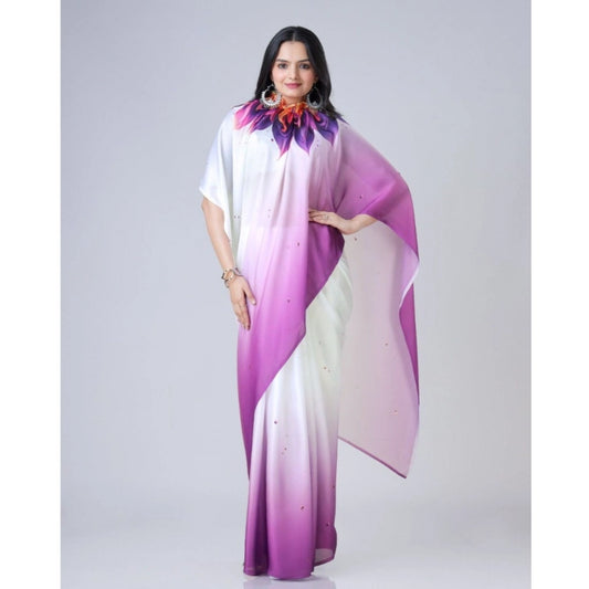Purple Crepe Silk Saree
