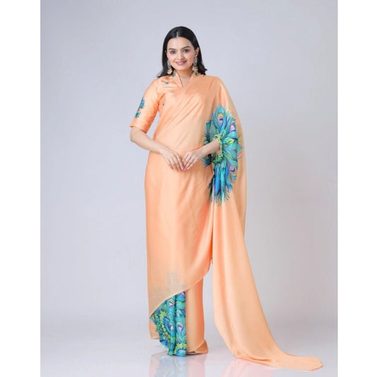 Orange Crepe Silk Saree