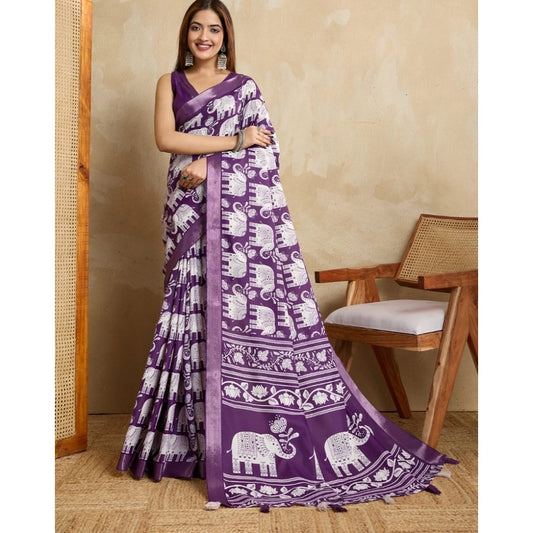 Purple Silk Blend Saree