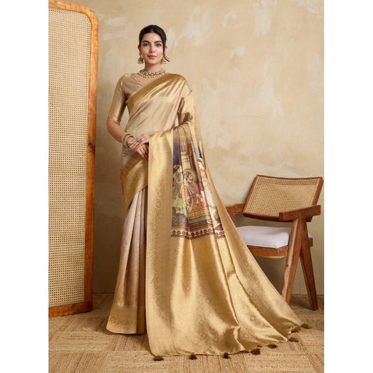 Gold Silk Printed Saree