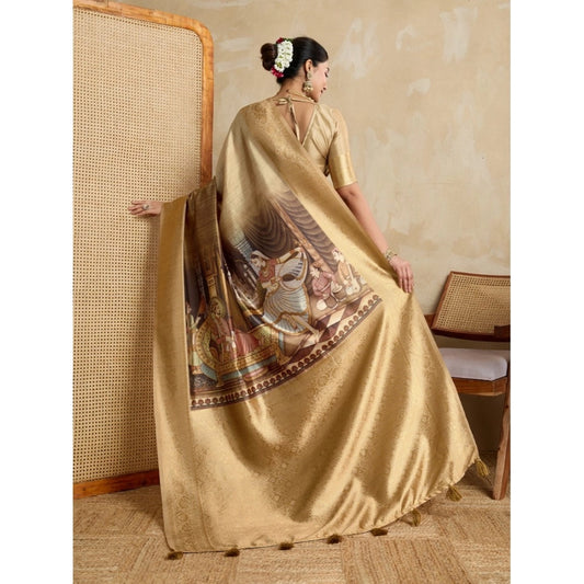 Gold Silk Printed Saree