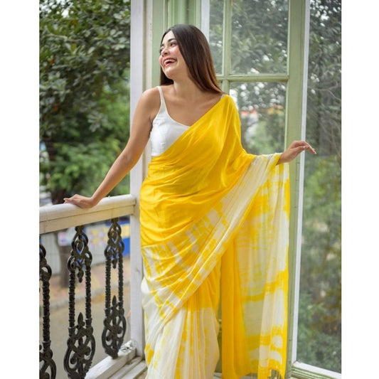 Yellow Linen Saree