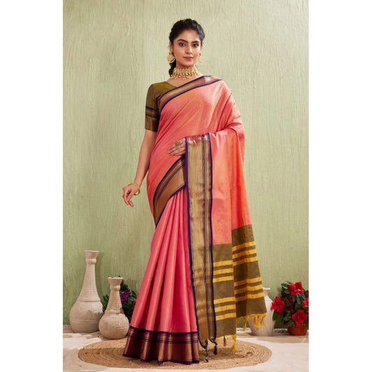 Pink Silk Jacquard Saree