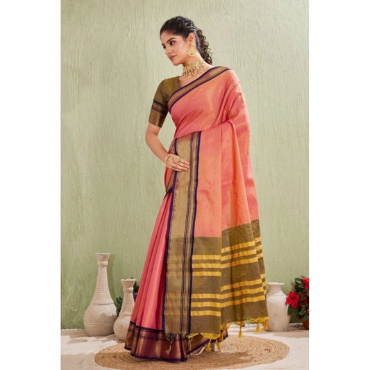 Pink Silk Jacquard Saree