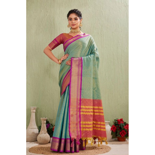 Light Green Silk Jacquard Saree