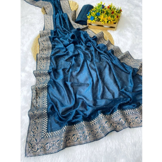 Light Green Silk Embroidered Saree